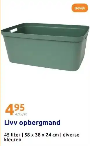Action Livv opbergmand aanbieding