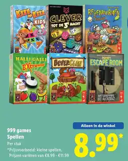 Lidl 999 games Spellen aanbieding