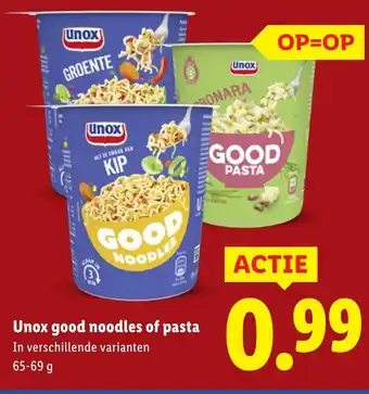 Lidl Unox good noodles of pasta aanbieding