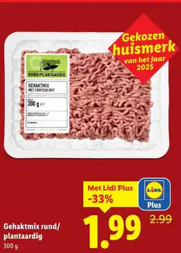Lidl Gehaktmix rund/ plantaardig aanbieding