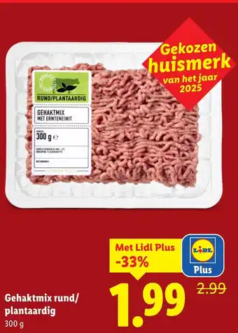 Lidl Gehaktmix rund/ plantaardig aanbieding
