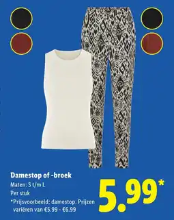 Lidl Damestop of broek aanbieding