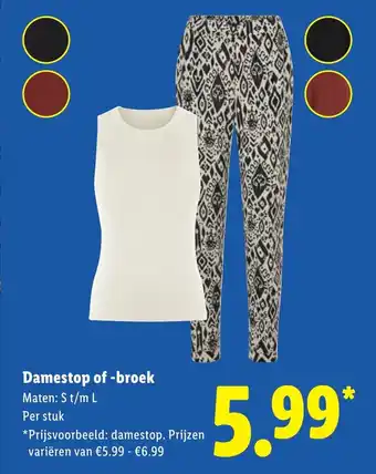 Lidl Damestop of broek aanbieding