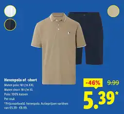 Lidl Herenpolo of short aanbieding