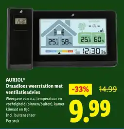 Lidl AURIOL Draadloos weerstation met ventilatieadvies aanbieding