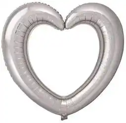 Amazon Folat - Folieballon Hartvormige Fotolijst Zilver - 80x70cm aanbieding
