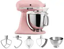 Bol.com KitchenAid keukenmachine - Artisan - Keukenrobot met 7 accessoires - 300 W - 48 L - Roze aanbieding