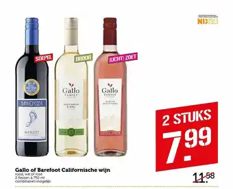 Coop Gallo Of Barefoot Californische Wijn aanbieding