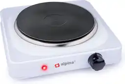 Bol.com alpina Elektrische Kookplaat - 1 Pit - 1500 W - Wit aanbieding