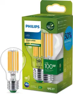 Amazon Philips Ultra Efficient LED lamp Transparant - 100 W - E27 - Warmwit licht aanbieding