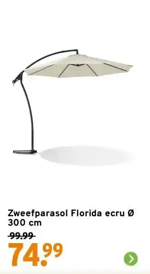 GAMMA Zweefparasol Florida ecru Ø 300 cm aanbieding