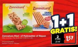 Vomar Voordeelmarkt Zonnatura Rijst- of Maïswafels of Repen aanbieding