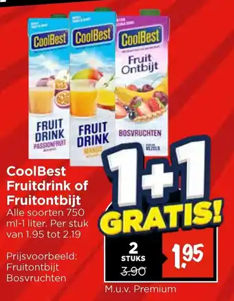 Vomar Voordeelmarkt CoolBest Fruitdrink of Fruitontbijt aanbieding