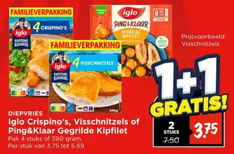 Vomar Voordeelmarkt Iglo Crispino's, Visschnitzels of Ping&Klaar Gegrilde Kipfilet aanbieding