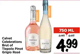 Vomar Voordeelmarkt Calvet Celebrations Brut of Tiepolo Pinot Grigio Rosé aanbieding