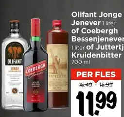 Vomar Voordeelmarkt Olifant Jonge Jenever of Coebergh Bessenjenever of Juttertje Kruidenbitter aanbieding