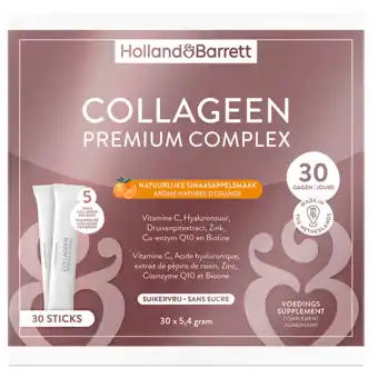 Holland & Barrett Holland & Barrett Collageen Premium Complex Natuurlijke Sinaasappelsmaak - 30 sachets aanbieding