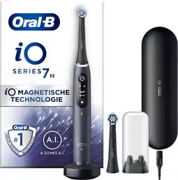 Amazon Oral-B iO 7N Zwarte Elektrische Tandenborstel, 2 Opzetborstels, 1 Reisetui, Ontworpen Door Braun aanbieding