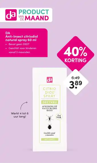 DA DA Anti Insect citriodiol natural spray aanbieding
