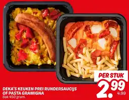 Dekamarkt Deka's keuken prei rundersaucijs of pasta gramigna aanbieding