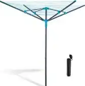 Bol.com Vonia Droogmolen - Droogmolen met Grondanker - 45 meter Drooglengte - Droogrek - Grijs/Turquoise aanbieding