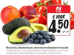 Jumbo Nectarines, blauwe bessen, mini roma trostomaten of avocado aanbieding