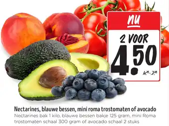 Jumbo Nectarines, blauwe bessen, mini roma trostomaten of avocado aanbieding