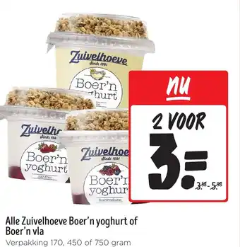 Jumbo Alle Zuivelhoeve Boer'n yoghurt of Boer'n vla aanbieding