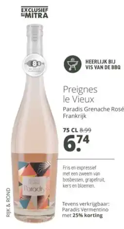 Mitra Preignes le Vieux Paradis Grenache Rosé Frankrijk aanbieding
