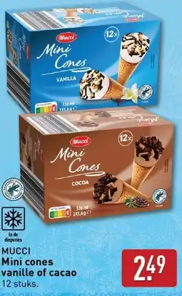 ALDI Mucci mini cones vanille of cacao aanbieding