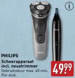 ALDI Philips scheerapparaat incl neustrimmer aanbieding