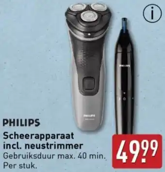 ALDI Philips scheerapparaat incl neustrimmer aanbieding
