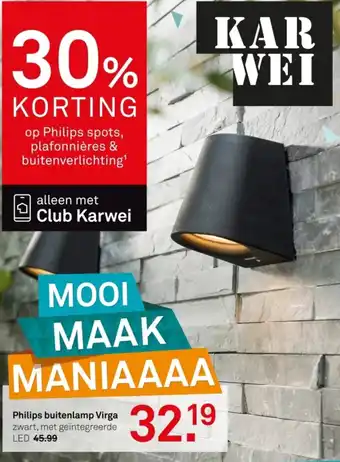 Karwei Philips buitenlamp Virga zwart, aanbieding