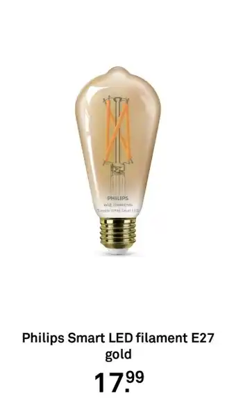 Karwei Philips Smart LED filament E27 gold aanbieding