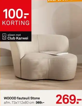 Karwei WOOOD fauteuil Stone aanbieding