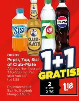 Vomar Voordeelmarkt OP=OP Pepsi, 7up, Sisi of Club-Mate aanbieding