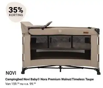 Van Asten BabySuperstore Campingbed Novi Baby Nora Premium Walnut/Timeless Taupe aanbieding