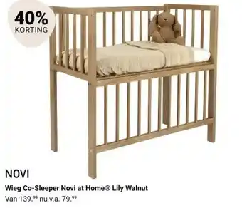 Van Asten BabySuperstore Wieg Co Sleeper Novi at Home Lily Walnut aanbieding