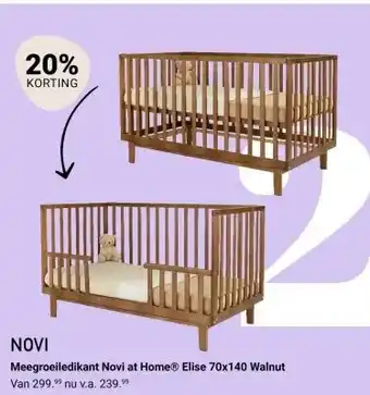 Van Asten BabySuperstore Meegroeiledikant Novi at Home Elise Walnut aanbieding