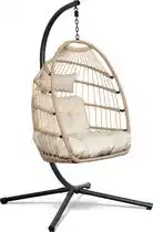 Bol.com Swoods Egg Hangstoel – Hangstoel met standaard – Egg Chair – tot 150kg – Natural aanbieding