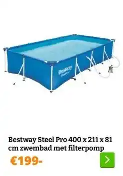 Obelink Bestway Steel Pro 400 x 211 x 81 cm zwembad met filterpomp aanbieding