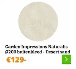 Obelink Garden Impressions Naturalis Ø200 buitenkleed - Desert sand aanbieding
