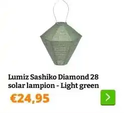 Obelink Lumiz Sashiko Diamond 28 solar lampion - Light green aanbieding