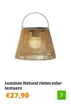 Obelink Lumineo Natural rieten solar lantaarn aanbieding