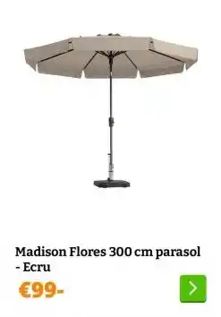 Obelink Madison Flores 300 cm parasol - Light grey aanbieding