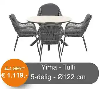 Tuinmeubelland Yima - Tulli 5-delig - Ø122 cm aanbieding