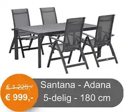 Tuinmeubelland Santana - Adana 5-delig - 180 cm aanbieding
