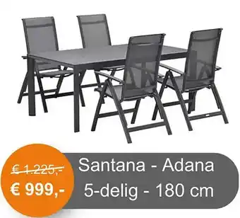 Tuinmeubelland Santana - Adana 5-delig - 180 cm aanbieding