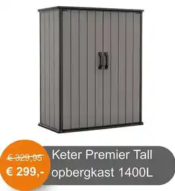 Tuinmeubelland Keter Premier Tall opbergkast 1400L aanbieding