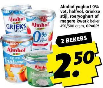 Boni Diverse soorten Almhof yoghurt en kwark aanbieding